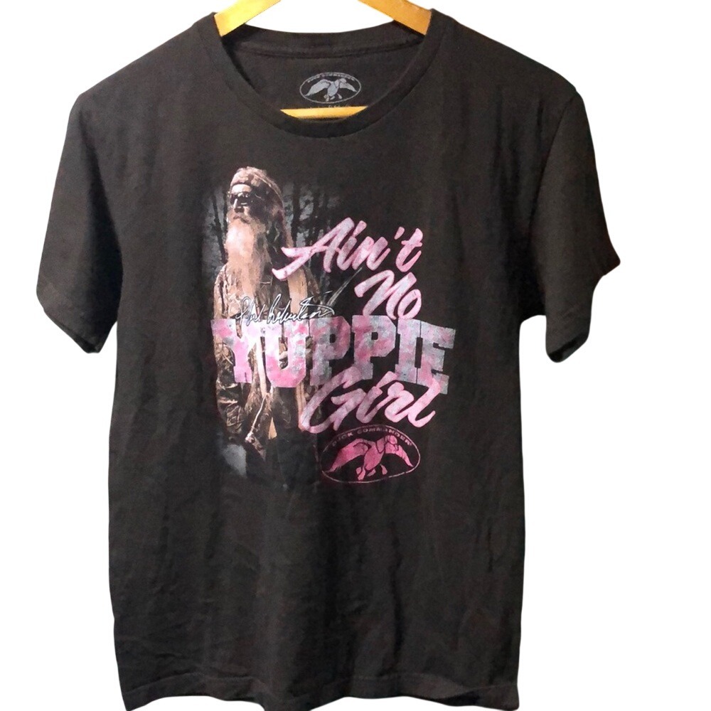 Brown‎ Duck Commander Graphic T-Shirt with Pink Text